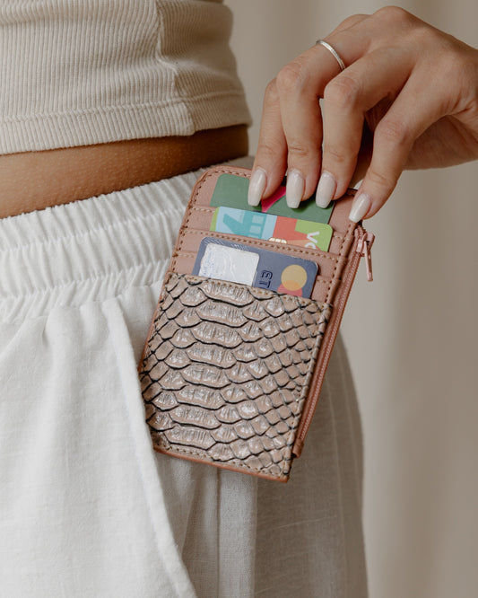 Rosa SnakeSkin-Karten halter