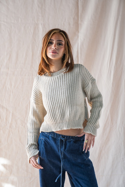 Kurzer Strickpullover In Beige