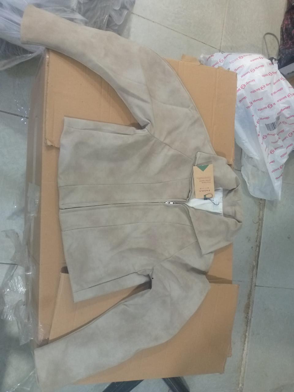 Beige Suede Zip-Up Jacket