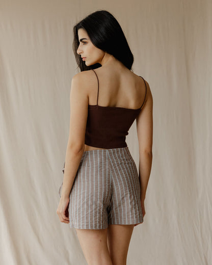 Falda-Pantalón Vichy Marrón