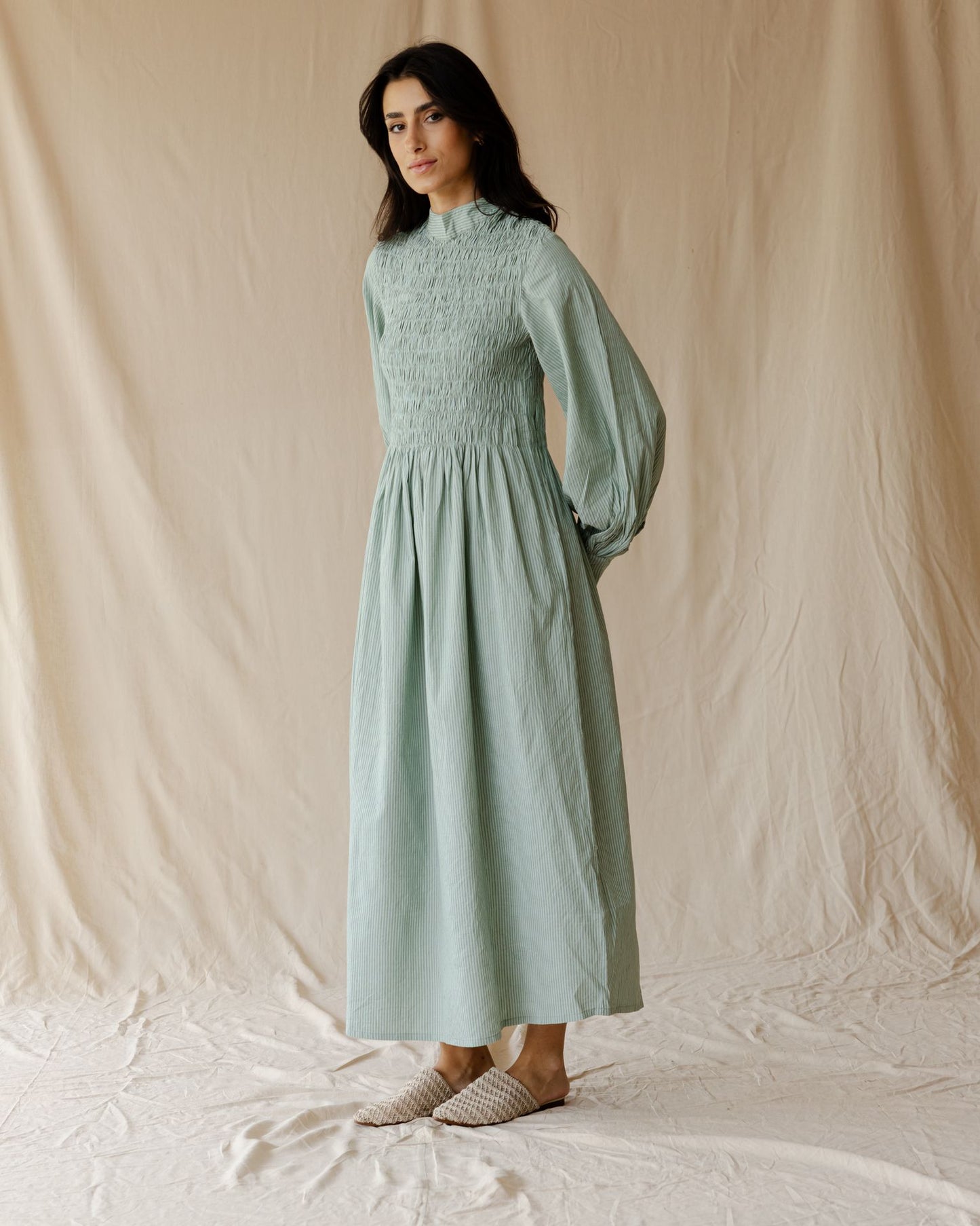 Ganni Green Stripe Dress