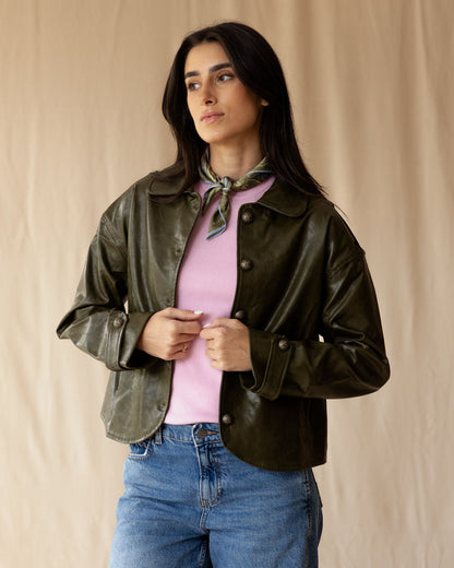 Olive Leather Jacket