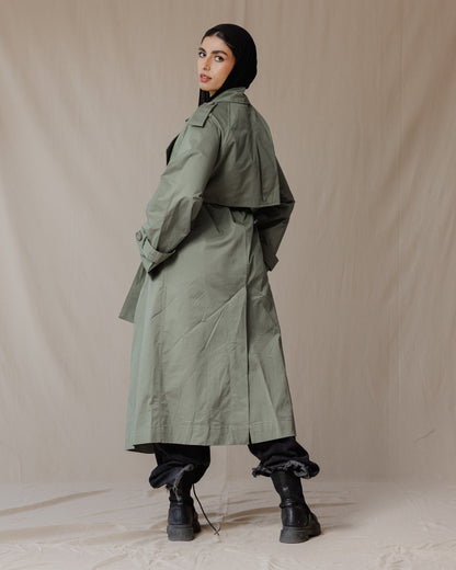 Relax Fit Trench Coat Verde Oliva