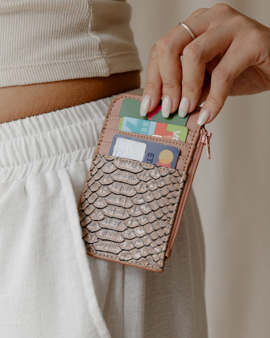 Rosa SnakeSkin-Karten halter