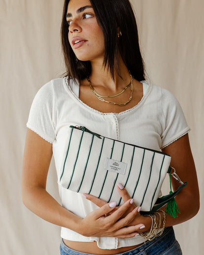 White Striped Clutch