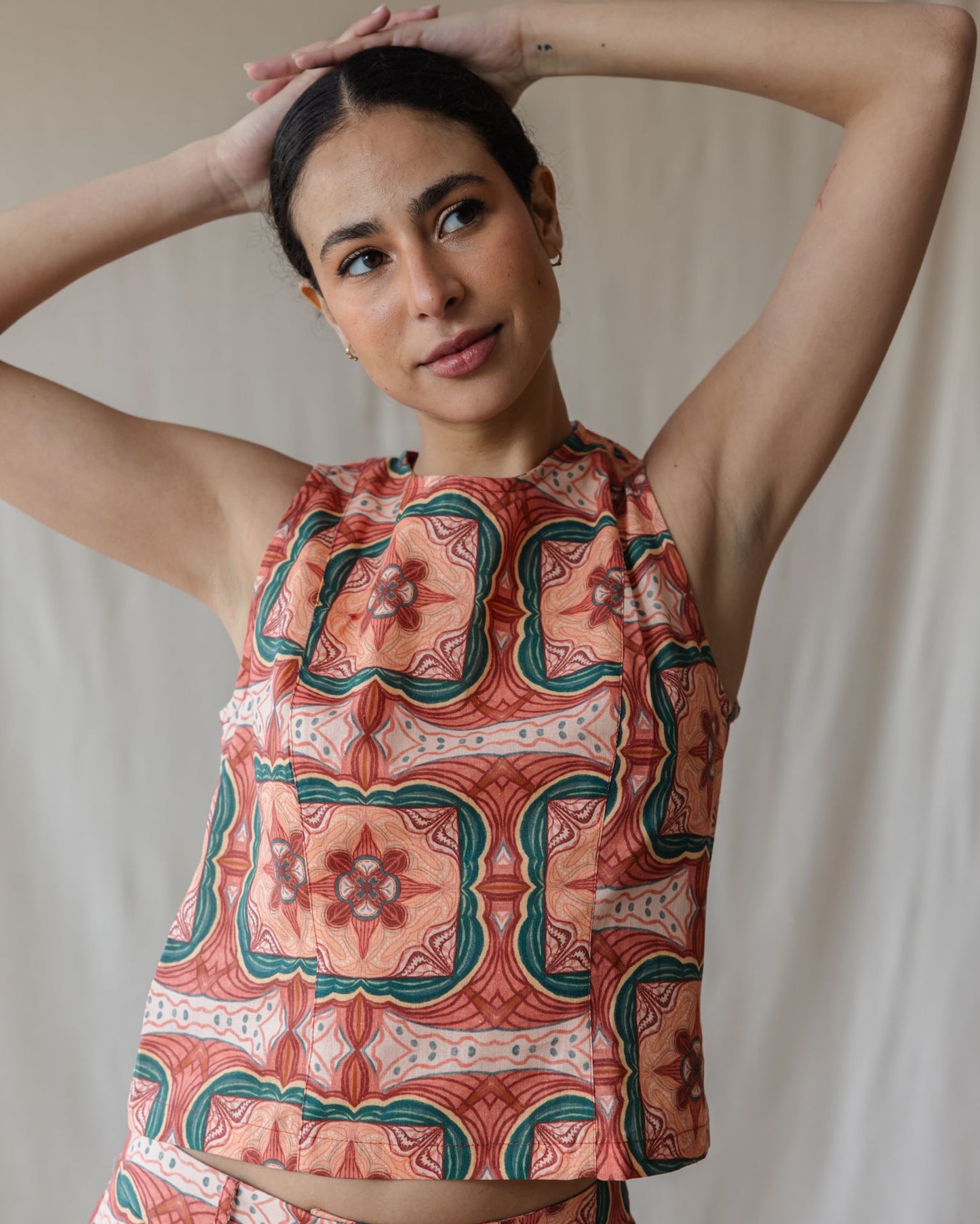Terracotta Tiles Linen Top