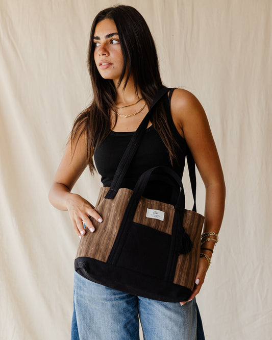 Brown Striped Cross Bag