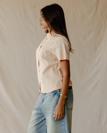 Gingham Meadow Shirt In Apricot