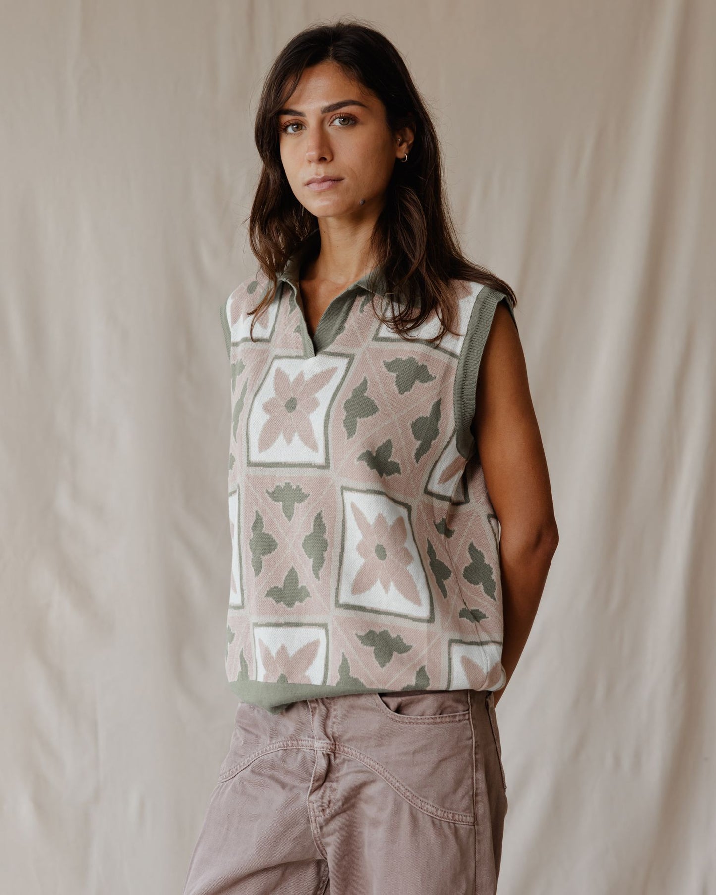 Dusty Rose Mosaic Vest