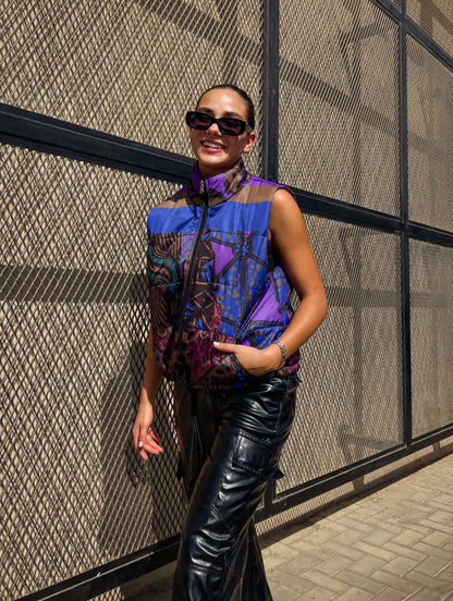 Gilet impermeabile multicolore in coccodrillo