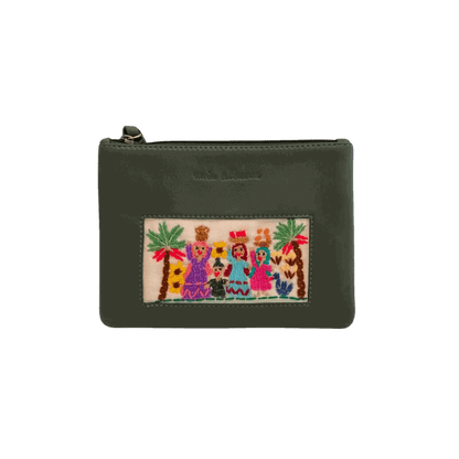 Monedero de Piel con Cremallera Fellahy - Verde