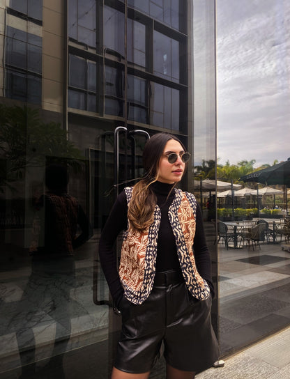Gilet réversible Palmera Noir X Cannelle