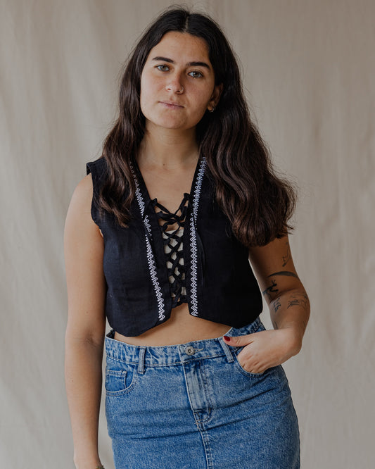 Twisted And Woven Vest Black