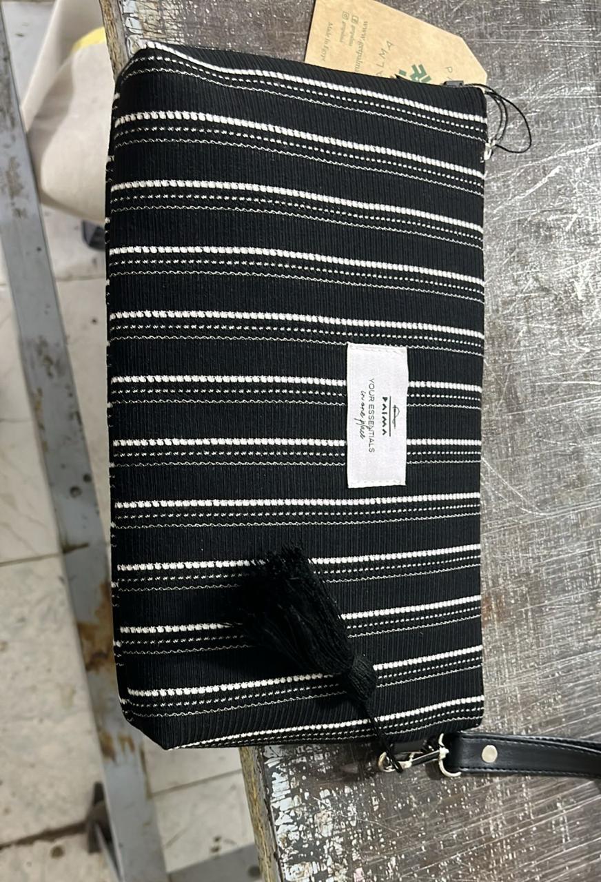 Black Striped Clutch