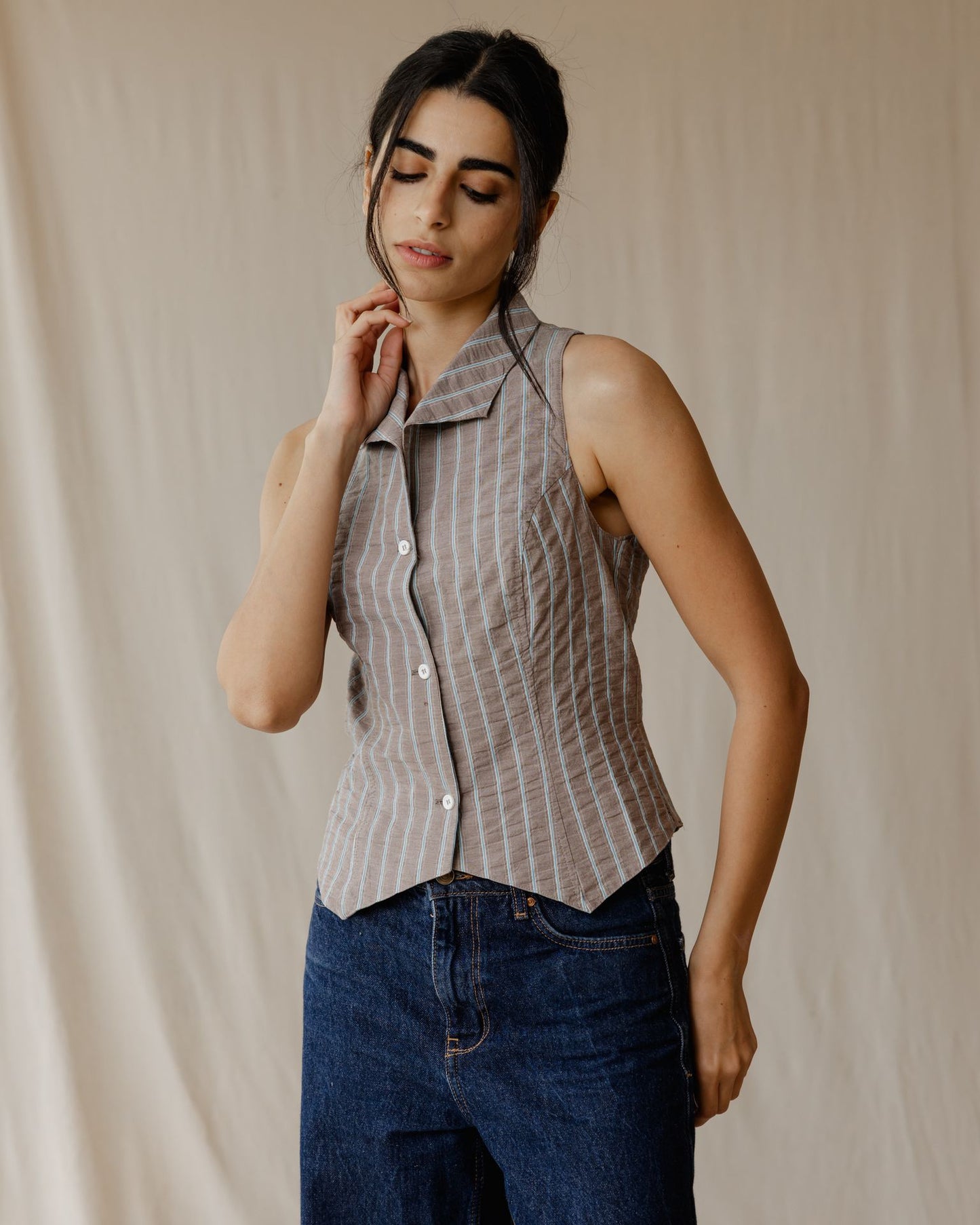 Camisa Kyoto Marrón Polvoso a Cuadros Gingham