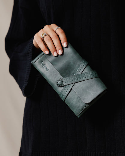 Porte-monnaie Mahalla véritable vert