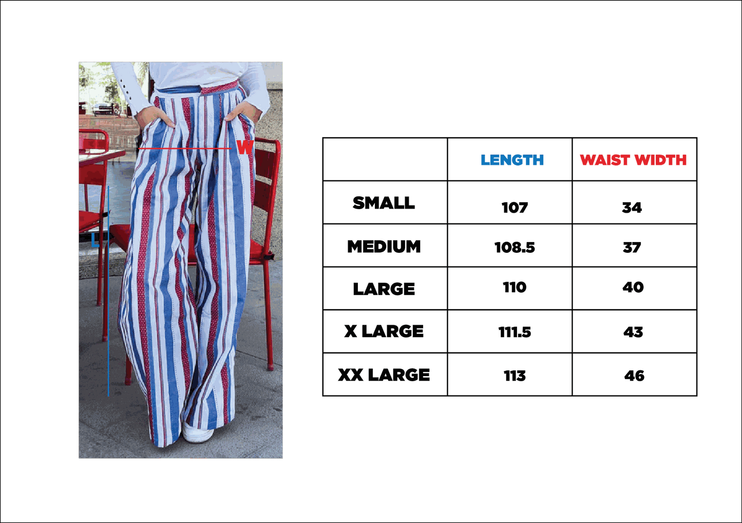 Pantaloni larghi a righe blu x bordeaux