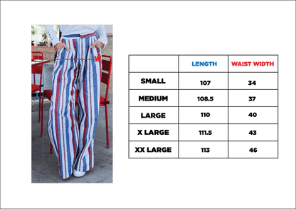 Pantaloni larghi a righe blu x bordeaux