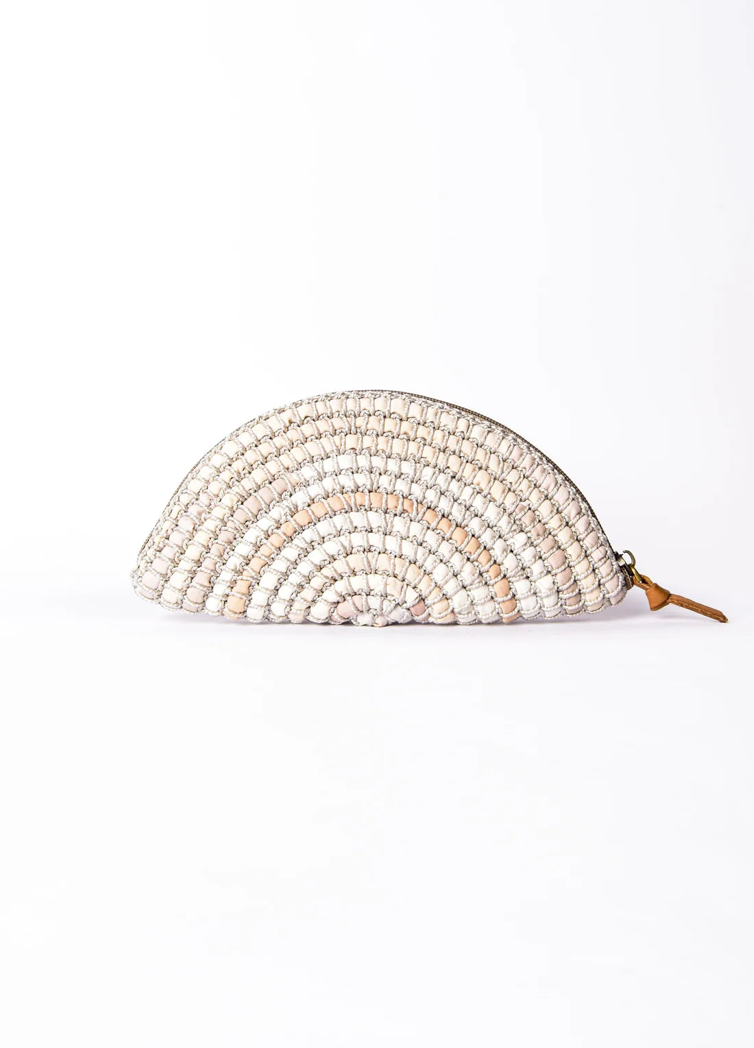 Upcycled Fabric Half Circle Bag Beige
