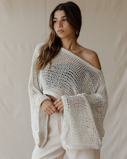 Overlay Crochet Top Off-White