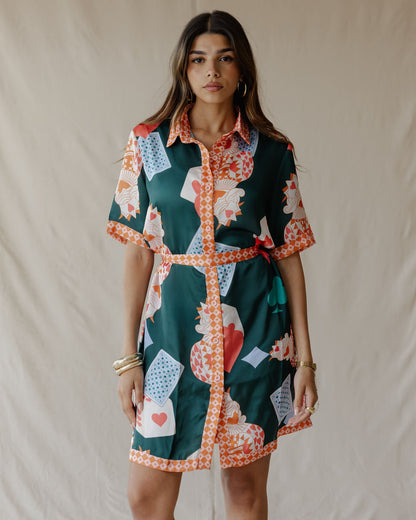 Hearts On Deck Satin Shirt Dress