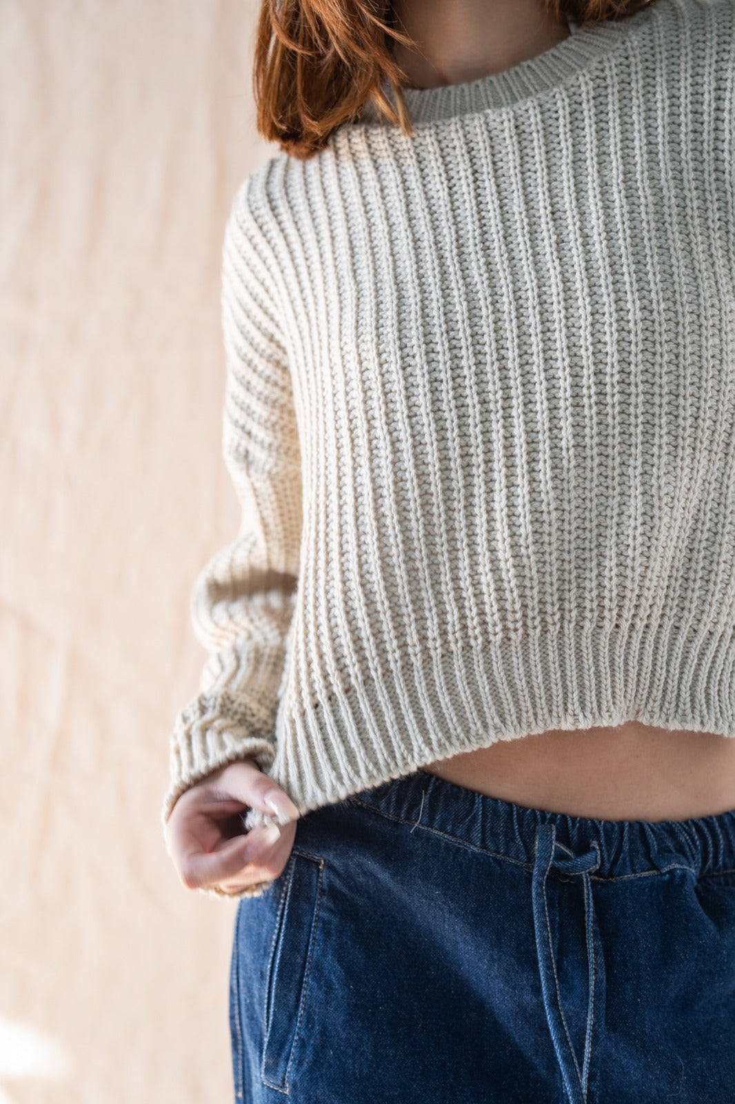 Kurzer Strickpullover In Beige
