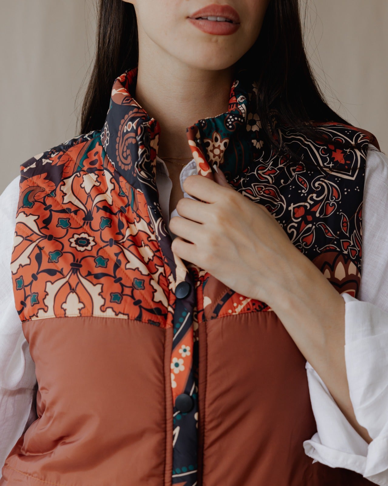 Colete impermeável Paisley Camel