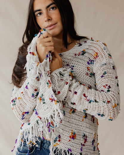 Cream Speckled Knit Cardigan