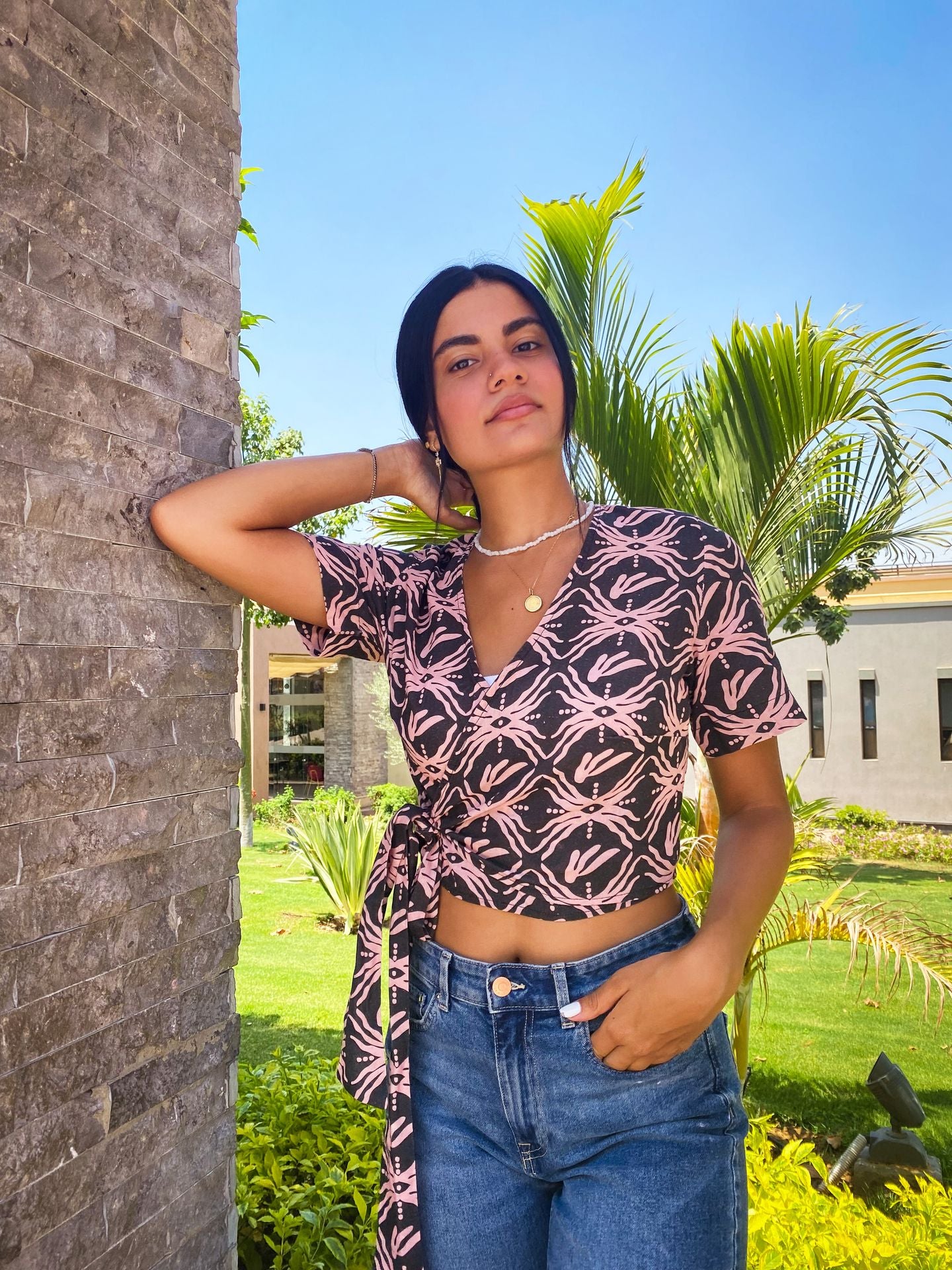 Bali Trip Top in lino color carbone