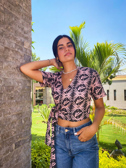 Bali Trip Top in lino color carbone