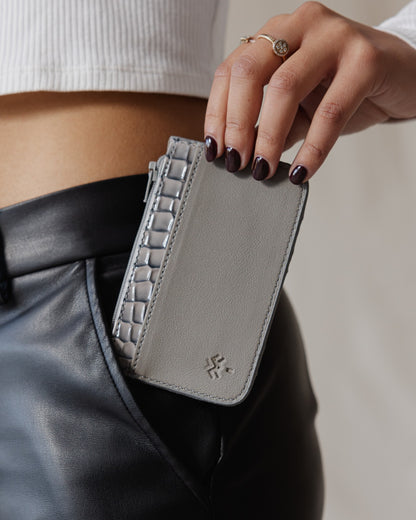Grauer SnakeSkin-Karten halter