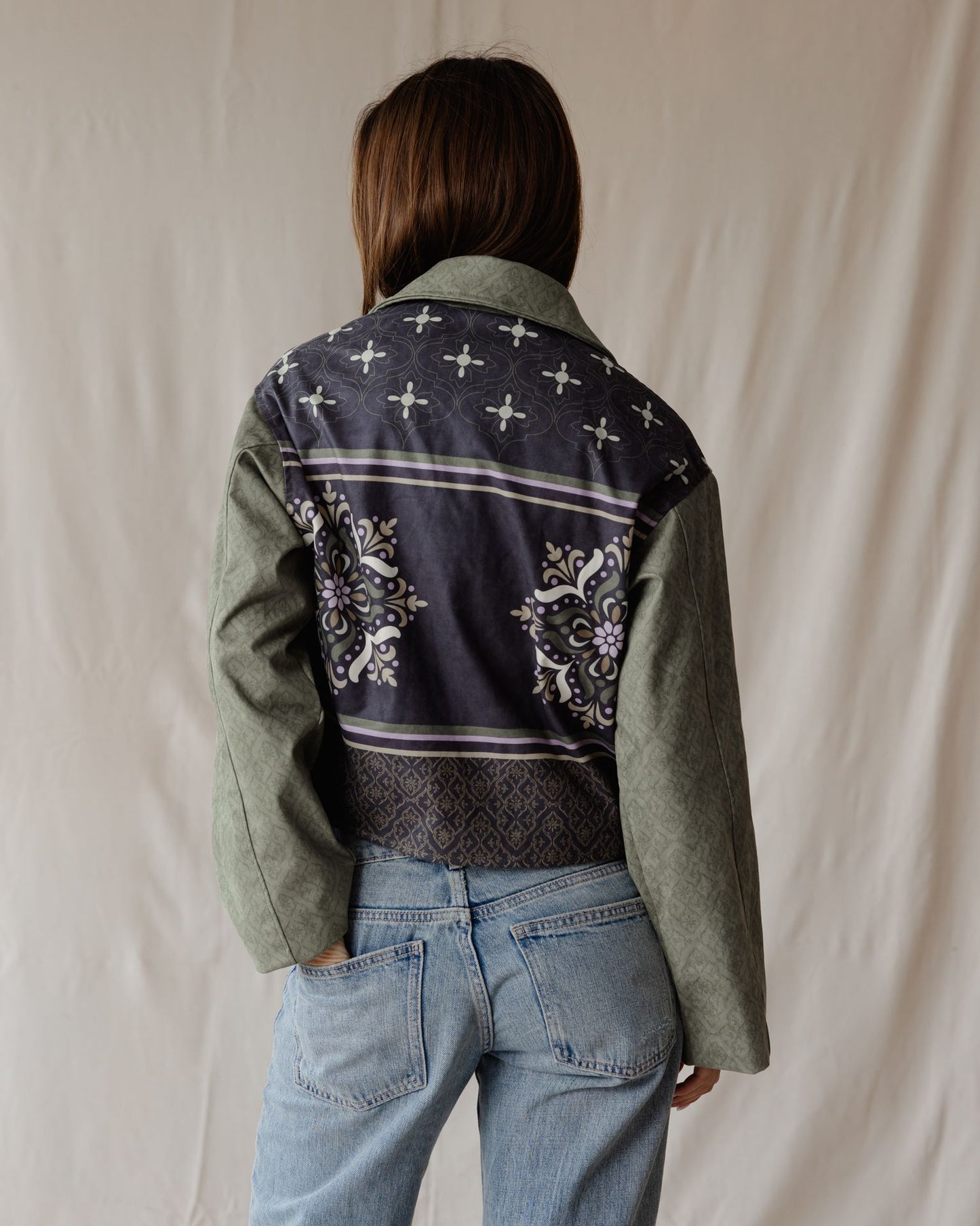 Olive Arabesque Suede Jacket