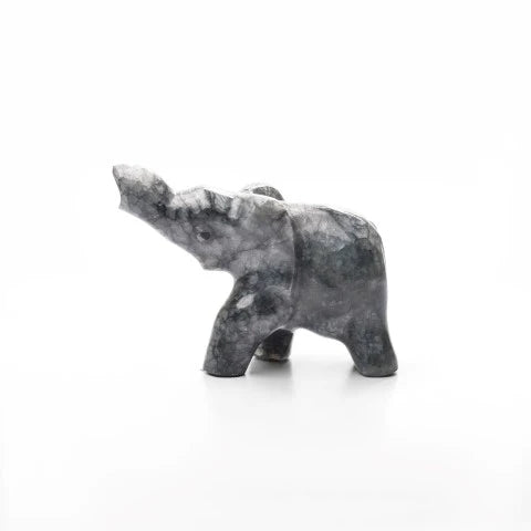 Pequeña figura de elefante de alabastro gris