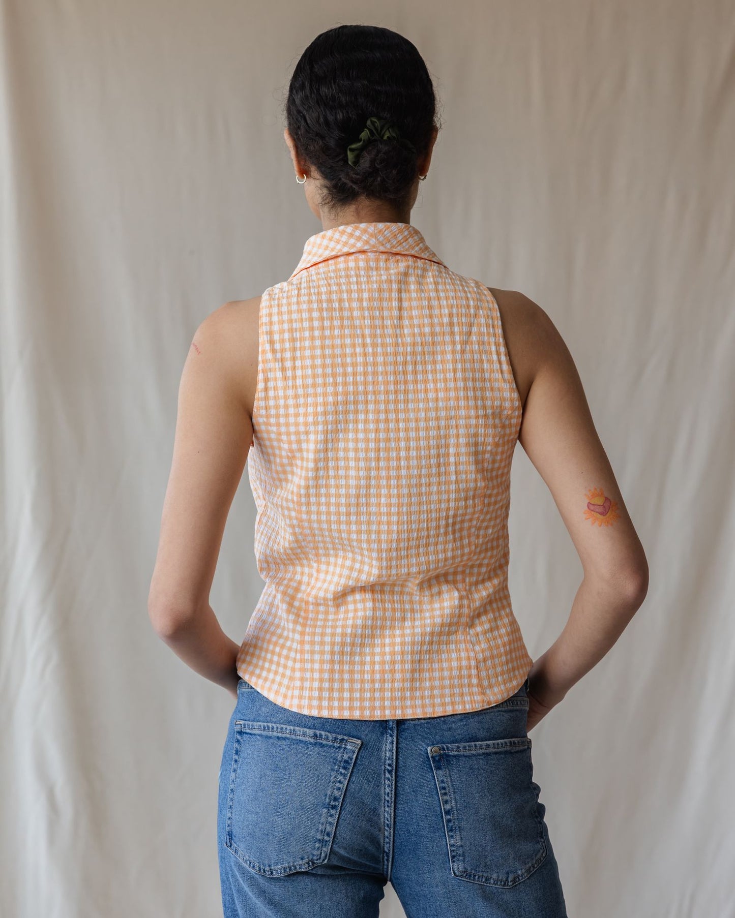 Camisa Kyoto Cuadros Naranja