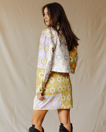 Jaqueta Cropped Mosaico Floral