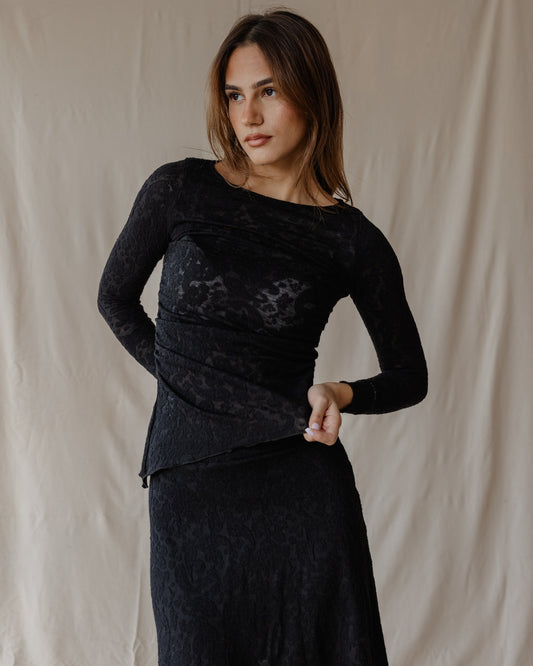 Top de Encaje Moonlight Negro