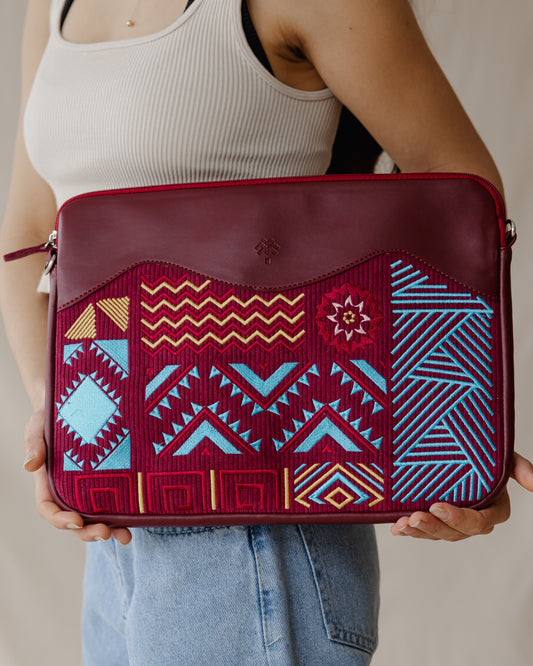 Geometric Laptop Sleeve Burgundy