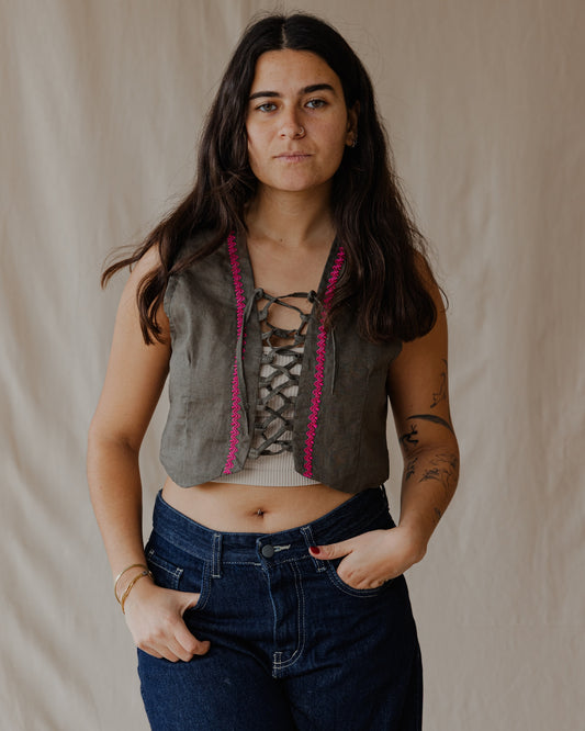 Twisted And Woven Vest Olive