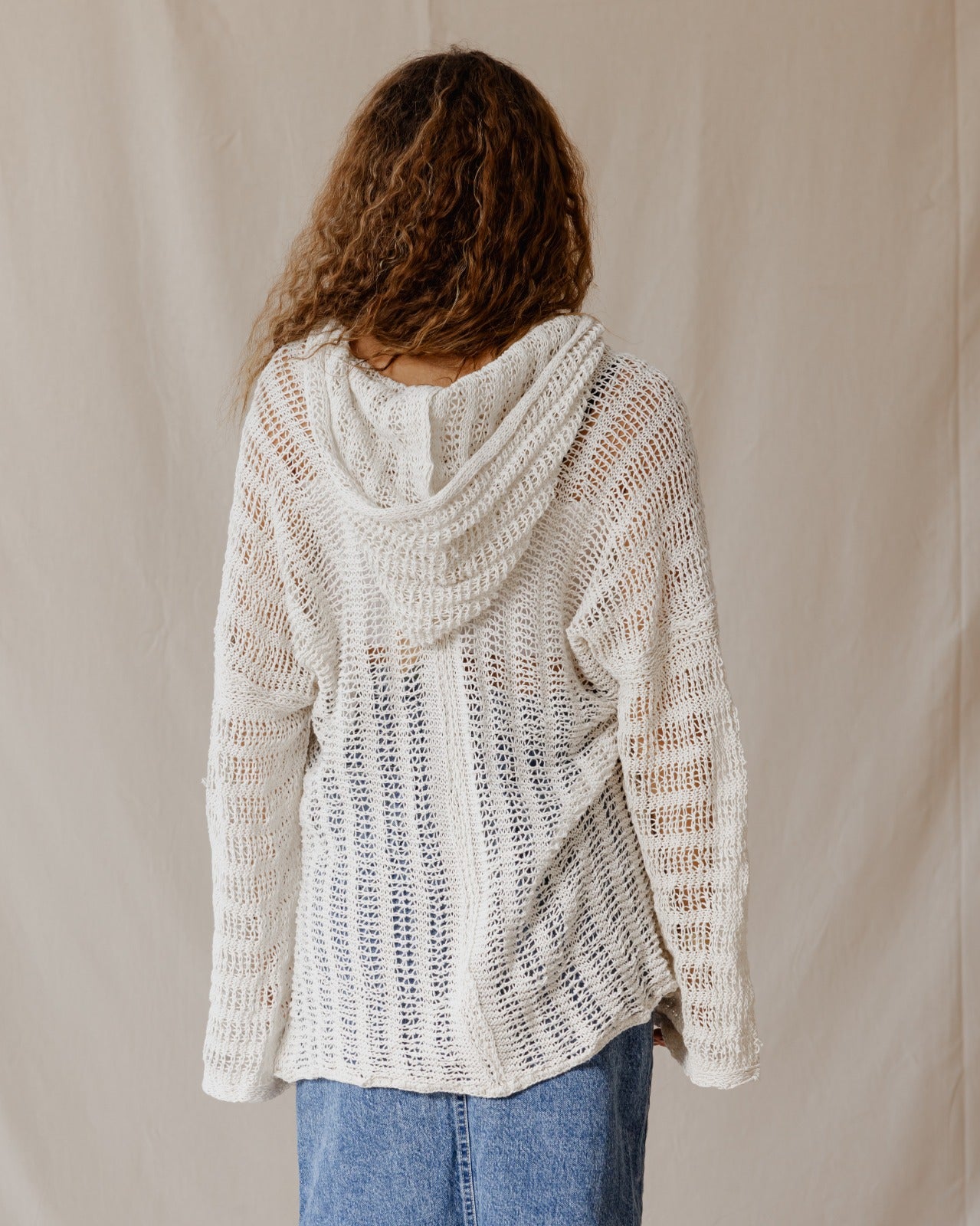 Sweat à Capuche Trico Fait Main Blanc Cassé