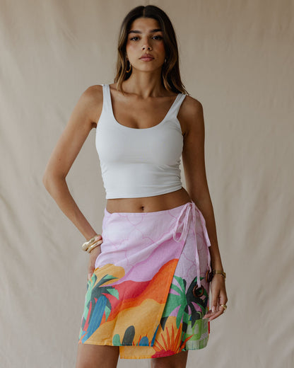 Pink Sunset Oasis Linen Skirt