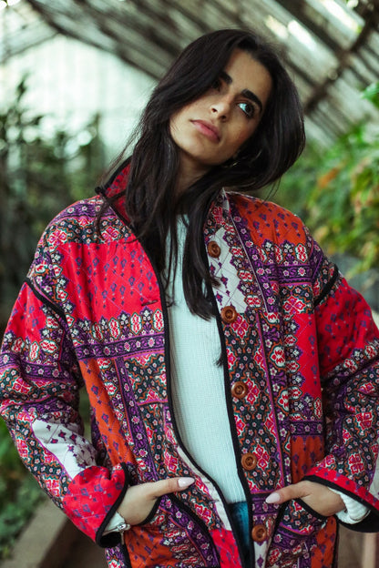 Veste Oversize Patchwork Violet