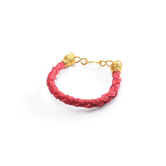 Natural Leather Bracelet Red