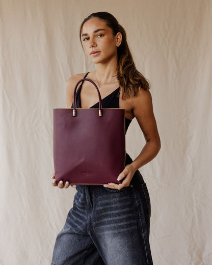 Bolso Linea en Piel Auténtica Burdeos