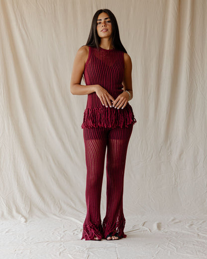 Isla Burgundy Knit Pants