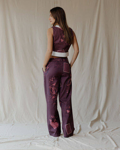 Conjunto Burgundy Hearts on Deck
