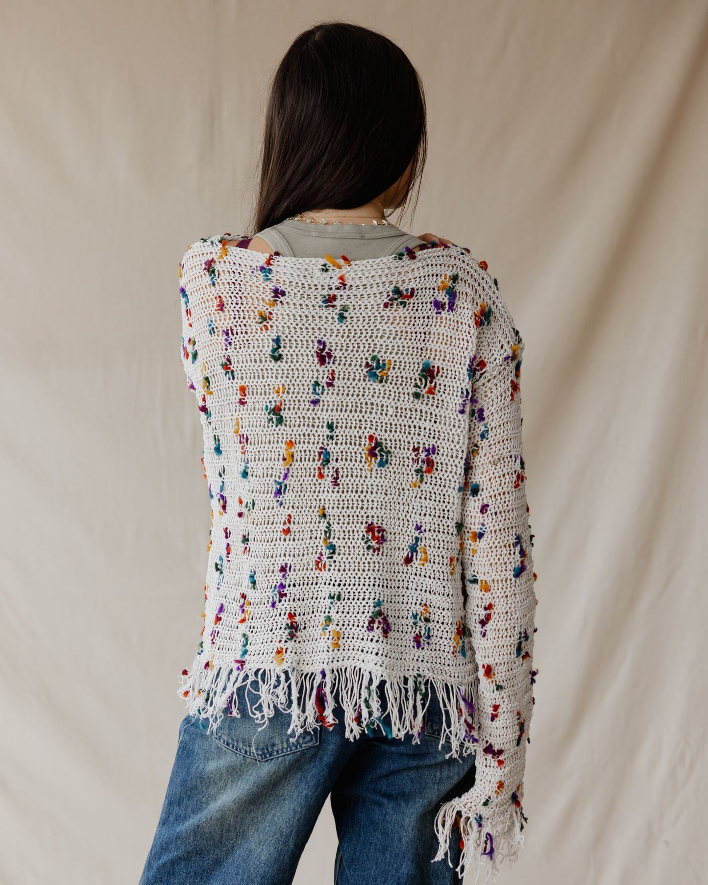 Cream Speckled Knit Cardigan