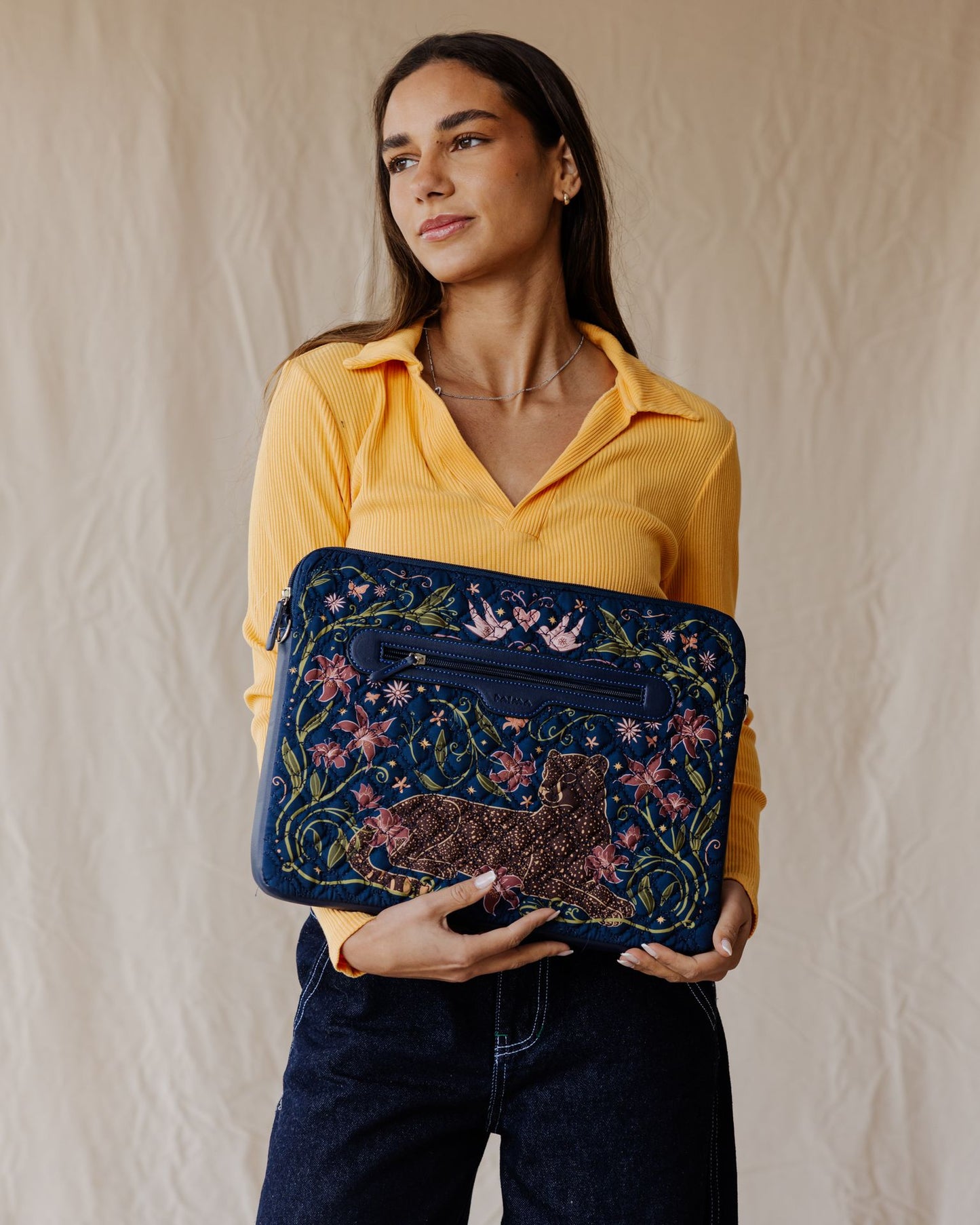 Floral Guardian Navy Quilted Sleeve
