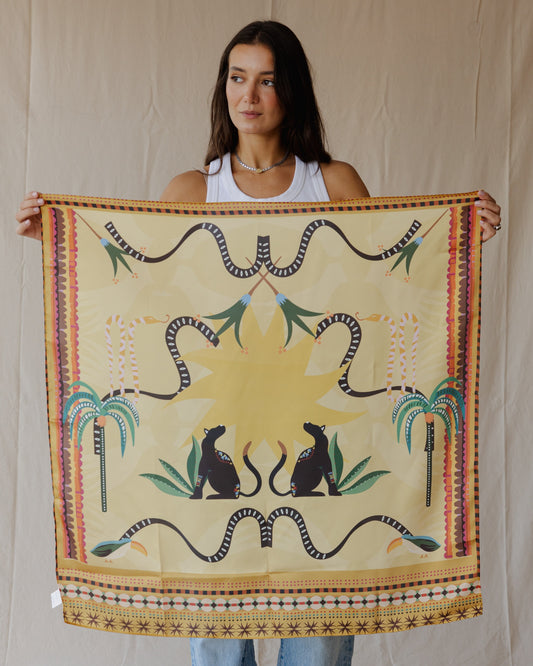 Écharpe portefeuille à motifs de chats sauvages aux teintes du désert