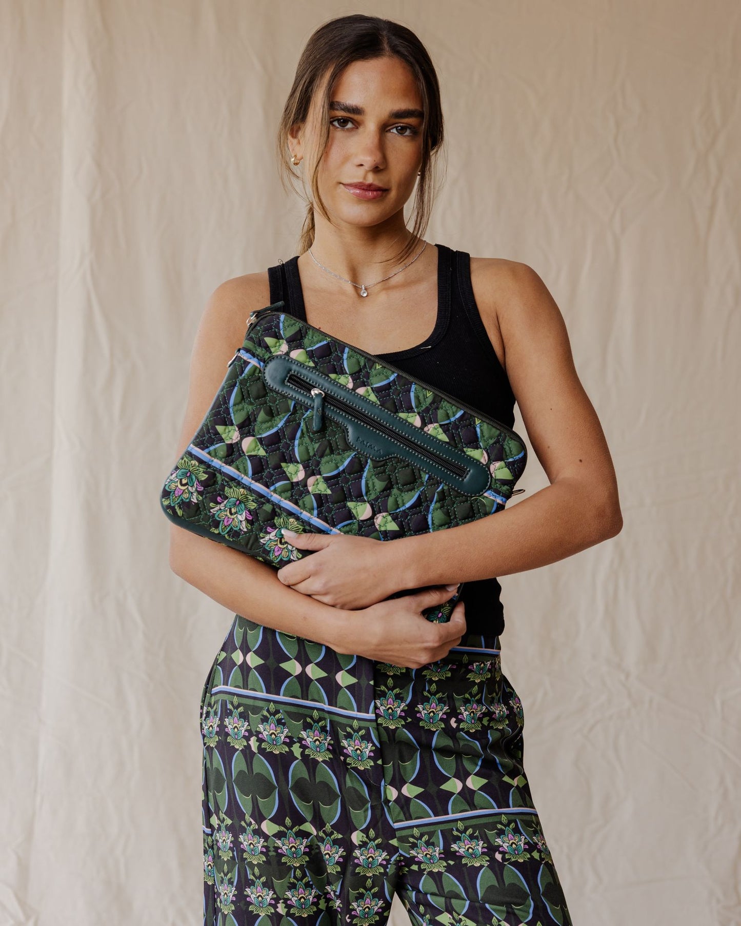 Indian Vibes In Greens Quilted Sleeve