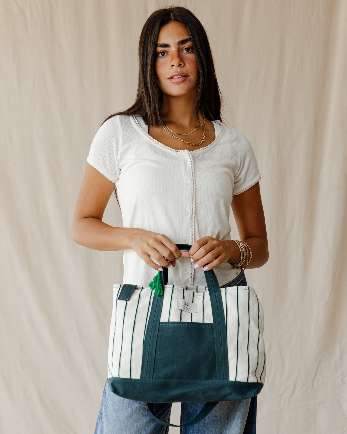 White Striped Cross Bag